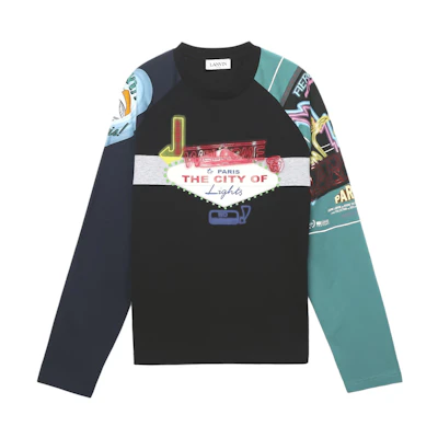 Lanvin SS22 Vintage Print Colorblock Crewneck Sweatshirt . RM-SS0002-J190-P22
