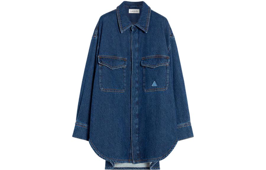 Lanvin SS23  Blue Logo Solid Long-Sleeve Denim Jacket RM-OU0516-D047-A2222