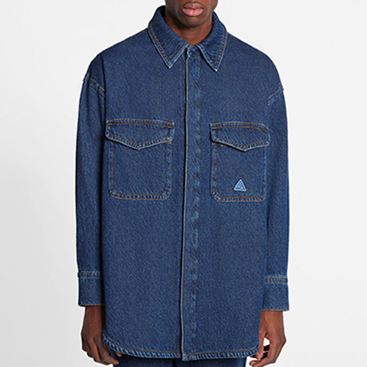 Shop 랑방 SS23 블루 로고 솔리드 긴팔 데님 재킷 RM-OU0516-D047-A2222