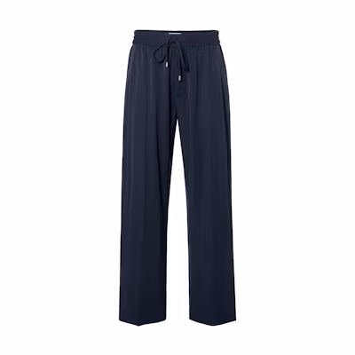 Lanvin SS23 Blue Wool Joggers with Embroidery and Drawstring. RM-TR9117-4576-A22291