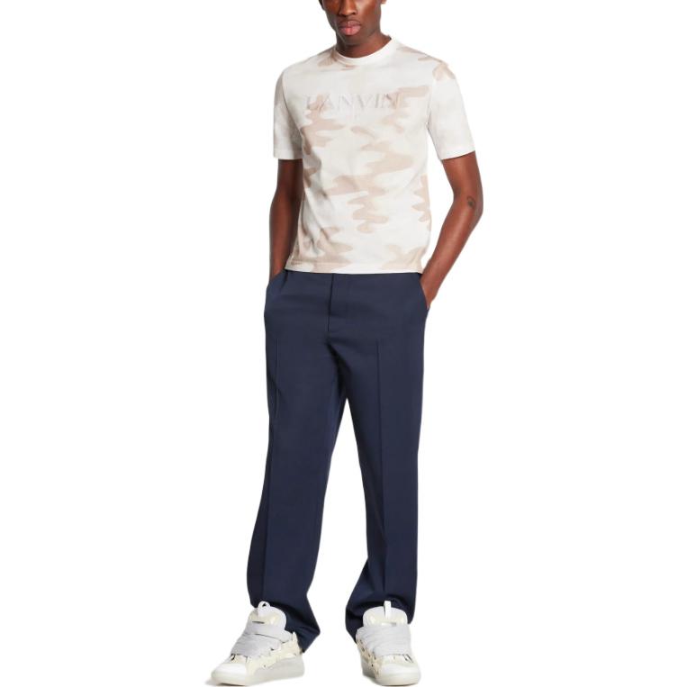 Lookbook Lanvin SS23 Joggers Azules de Lana con Bordado y Cordón. RM-TR9117-4576-A22291