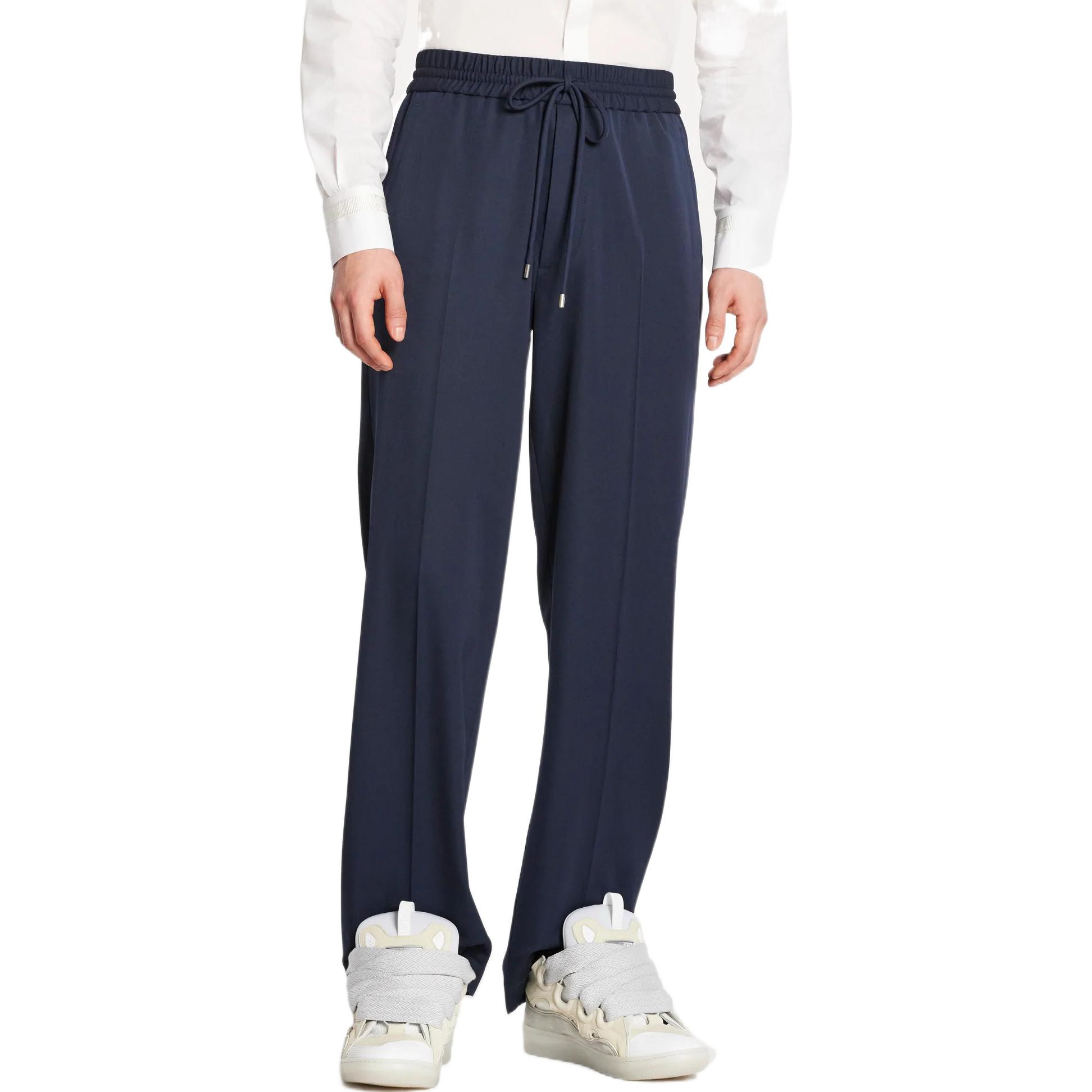 Purchase Lanvin SS23 Joggers Azules de Lana con Bordado y Cordón. RM-TR9117-4576-A22291