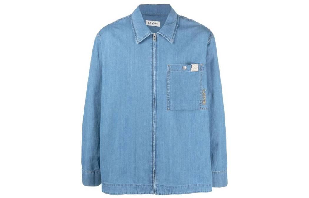 Order Lanvin SS23 藍色牛仔長袖襯衫 搭配鈕扣領設計 RM-SI0004-D057-P2339-836