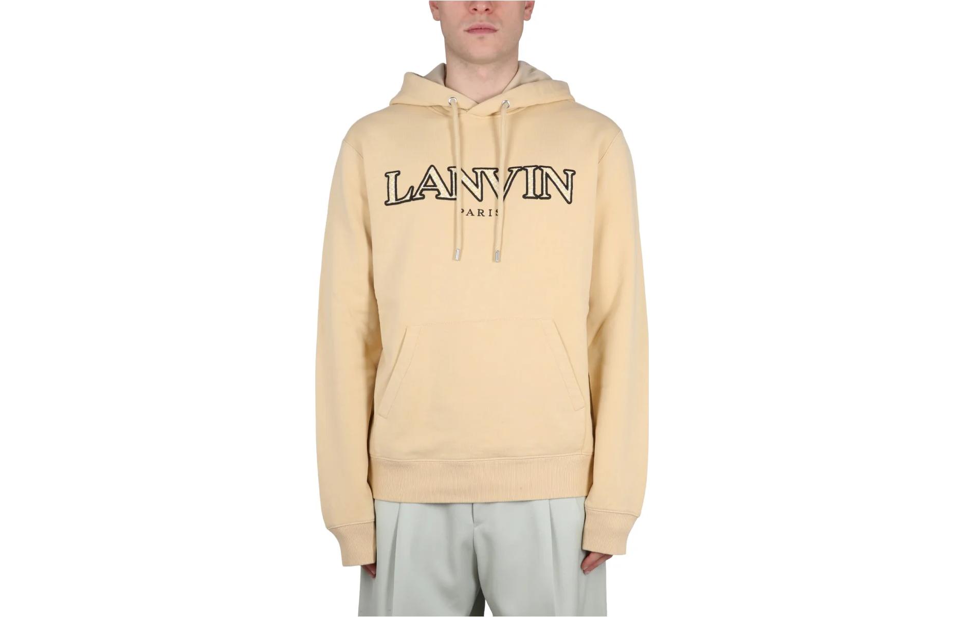 Lanvin SS23 Beige Logo Embroidered Hoodie RM-HO0010-J209-E23081