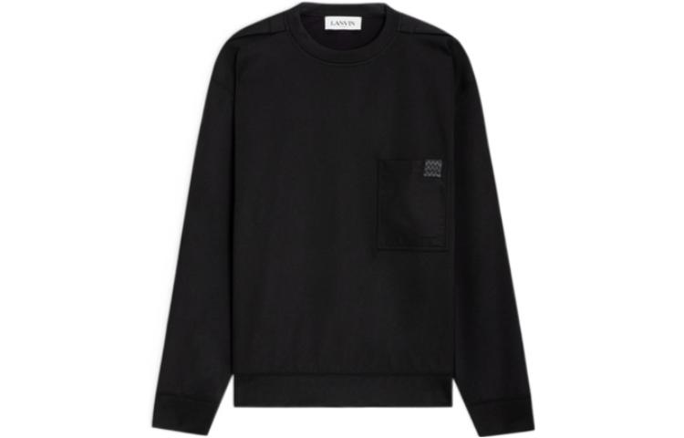 Lanvin SS23 Black Crewneck Pocket Pullover Sweatshirt Long Sleeve RM-SS0014-5583-P23