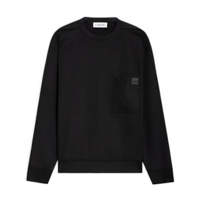 Lanvin SS23 Black Crewneck Pocket Pullover Sweatshirt Long Sleeve RM-SS0014-5583-P23