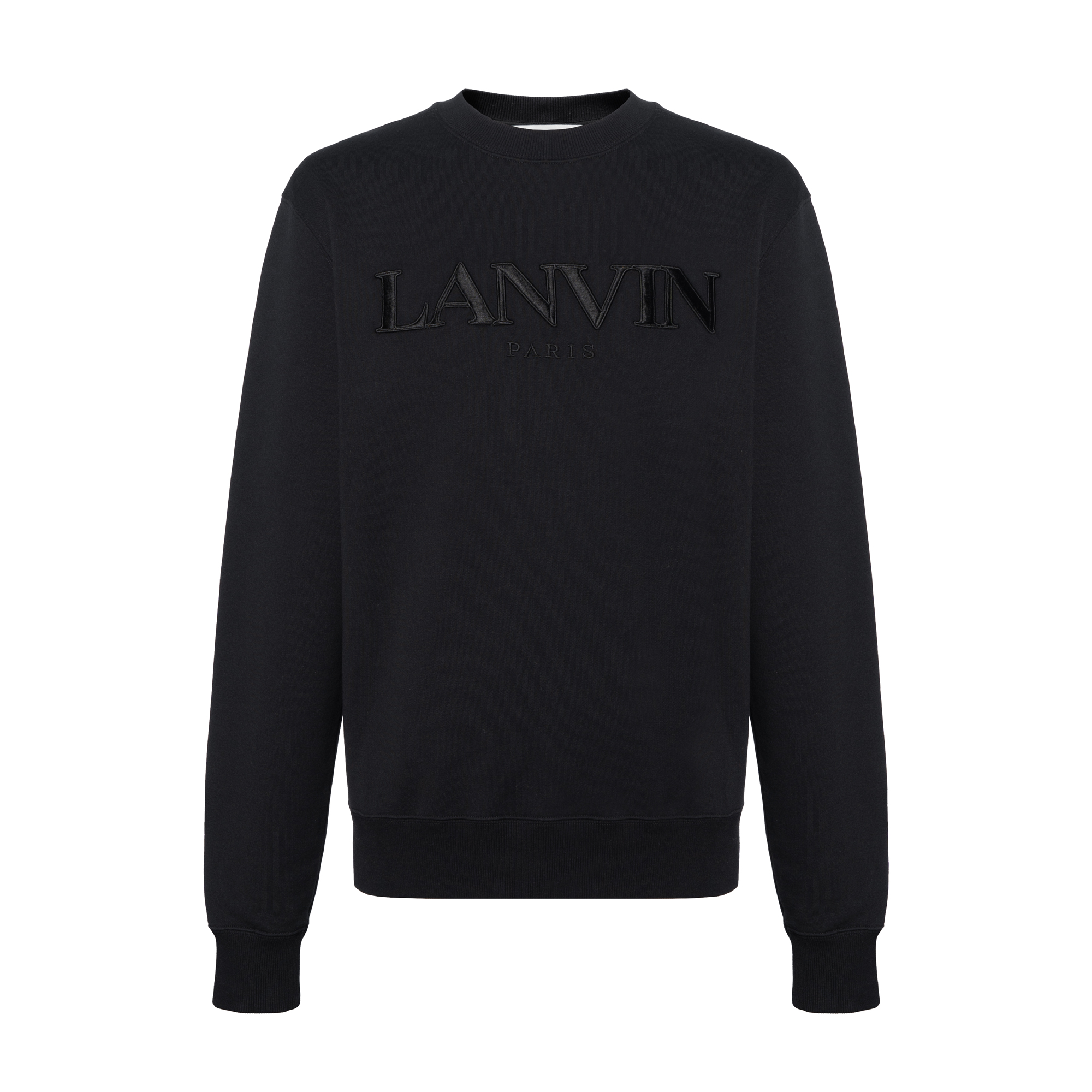 Lanvin SS23 Black Crewneck Sweatshirt with Embroidered Logo for Men RM-SS0001-J210P23-10