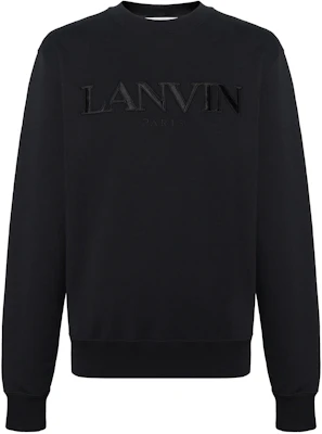 Lanvin SS23 Black Crewneck Sweatshirt with Embroidered Logo for Men RM-SS0001-J210P23-10 Buy Lanvin SS23 Black Crewneck Sweatshirt with Embroidered Logo for Men RM-SS0001-J210P23-10