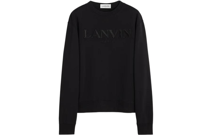 Lanvin SS23 Black Crewneck Sweatshirt with Letter Logo Embroidery for Men RM-SS0001-J210-P23102