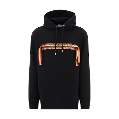 Lanvin SS23 Black Drawstring Hoodie with Letter Embroidery HO0009J199A23