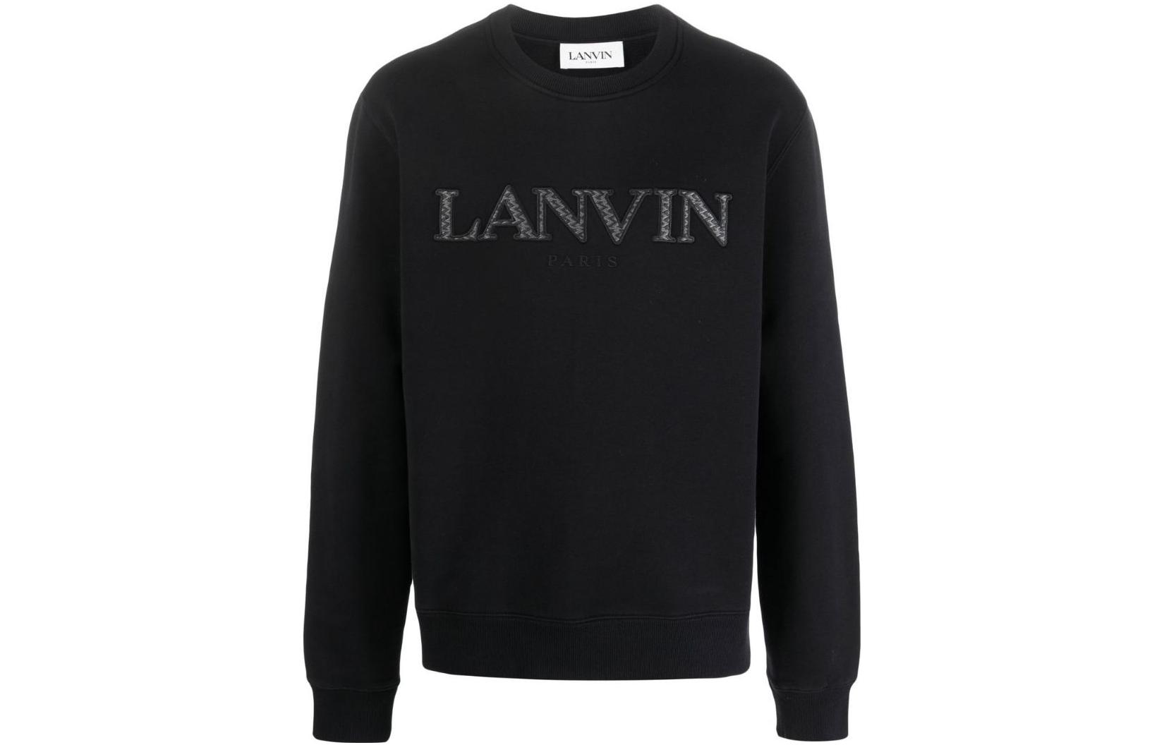 Lanvin SS23 Black Embroidered Logo Print Long-Sleeve Crewneck Sweatshirt RM-SS0001-J209-P2310