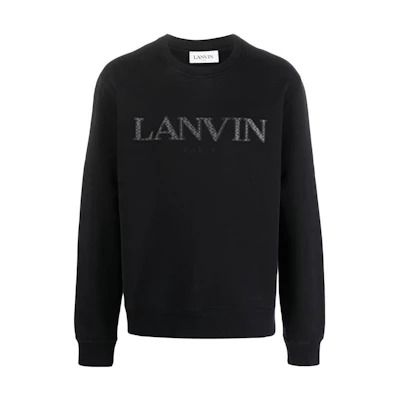 Lanvin SS23 Black Embroidered Logo Print Long-Sleeve Crewneck Sweatshirt RM-SS0001-J209-P2310