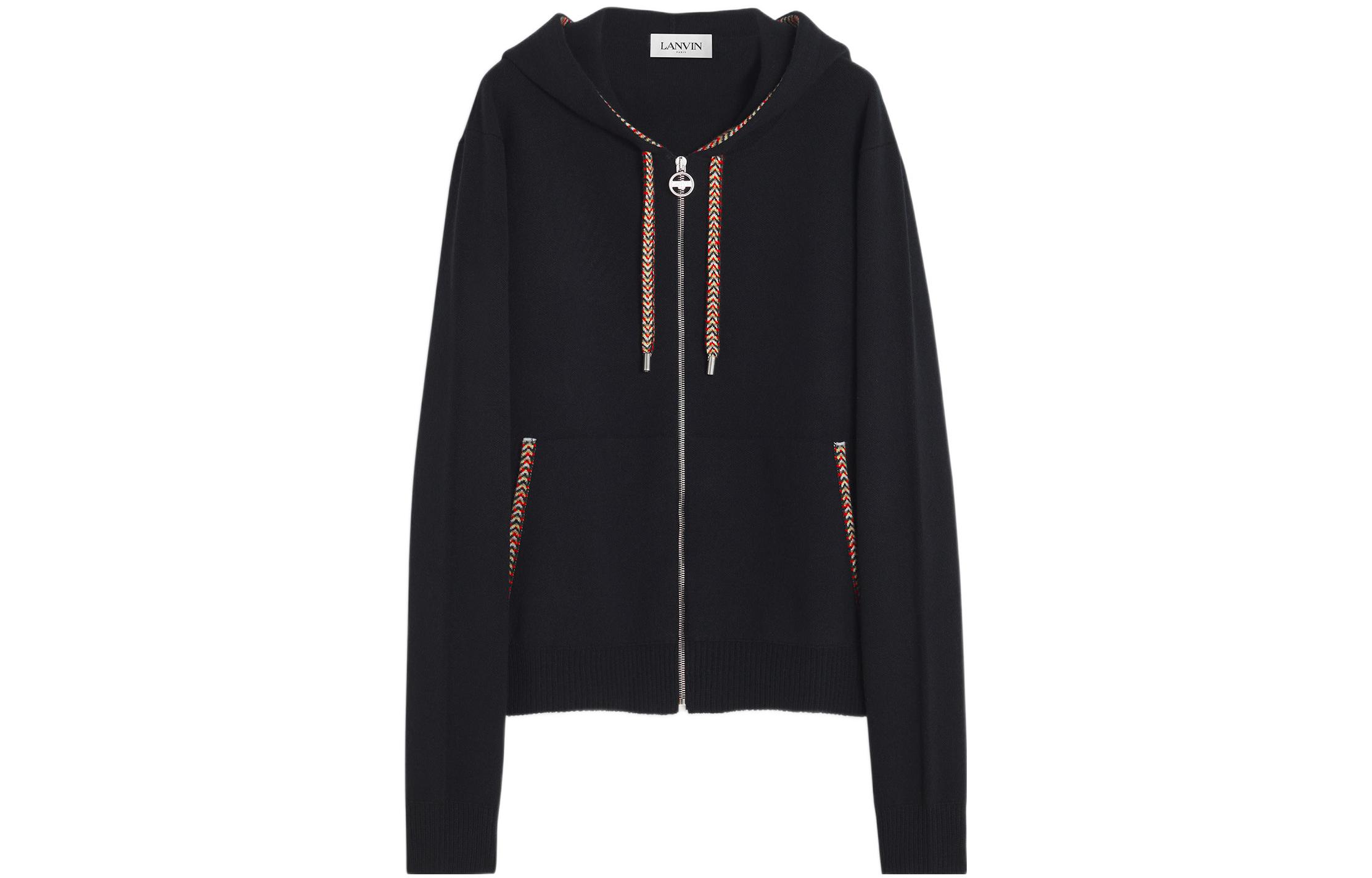Lanvin SS23 Black Knit Zip-Up Hoodie RM-HO0007-K204-A2210