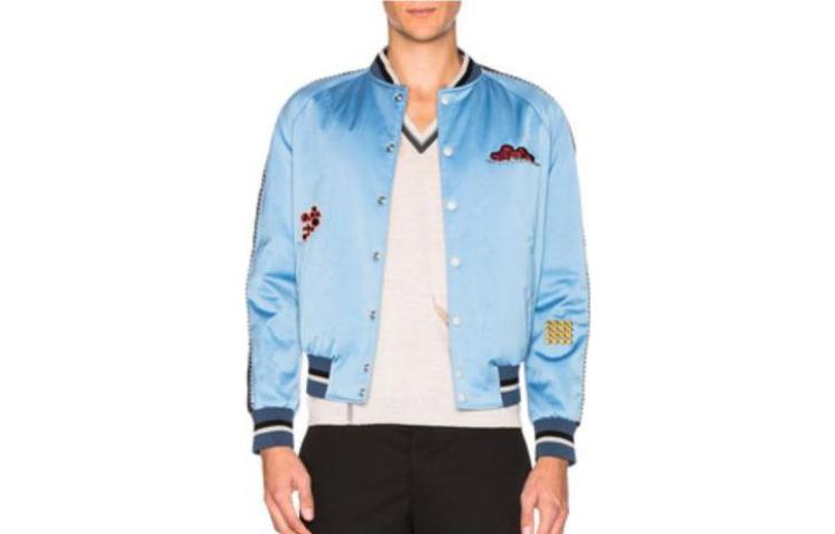 Lanvin SS23 Blue Solid Patch Single-Breasted Long Sleeve Jacket for Men RM-OU002-2P17-221