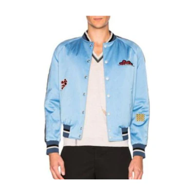 Lanvin SS23 Blue Solid Patch Single-Breasted Long Sleeve Jacket for Men RM-OU002-2P17-221