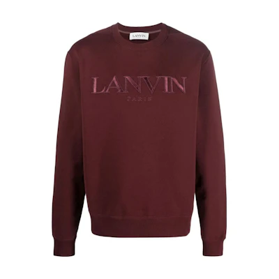 Lanvin SS23 Embroidered Letter Logo Crewneck Sweatshirt Dark Red Mens RM-SS0001-J210-P2339