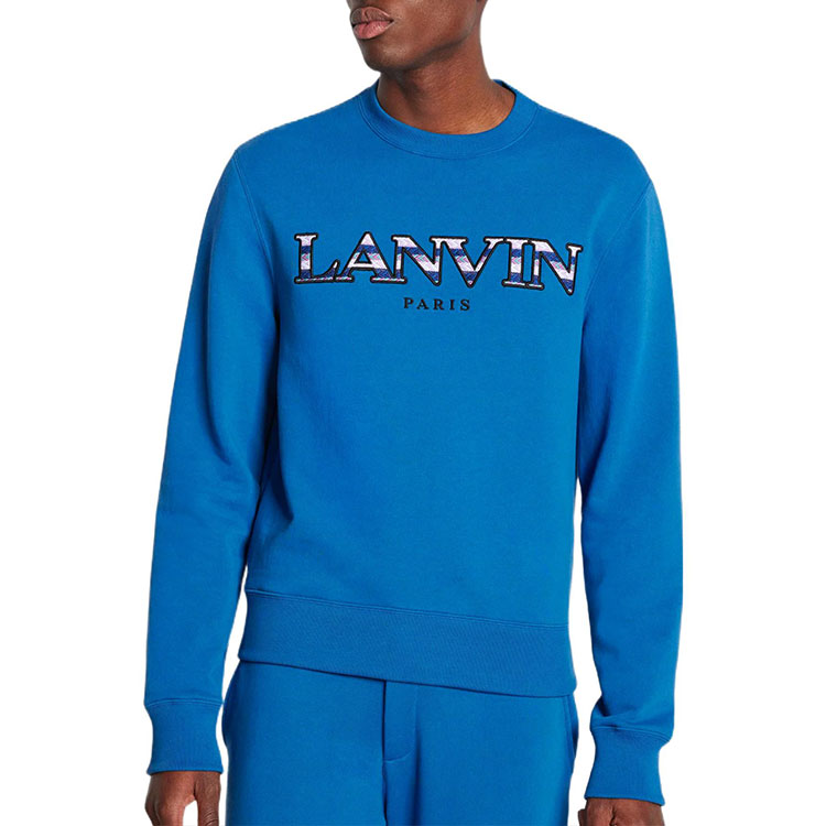 Purchase 藍文Lanvin SS23刺繡字母印花藍色長袖圓領衛衣 男款 RM-SS0001-J209-A222