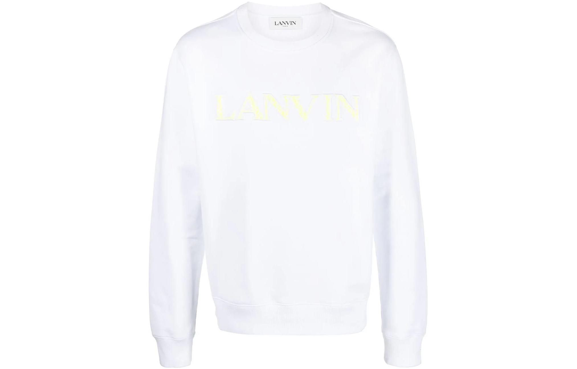 Lanvin SS23 Embroidered Logo Crewneck Long Sleeve Sweatshirt White RM-SS0001-J209-P2301