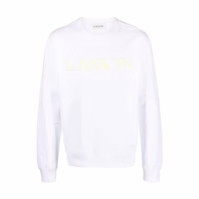 Lanvin SS23 Embroidered Logo Crewneck Long Sleeve Sweatshirt White RM-SS0001-J209-P2301