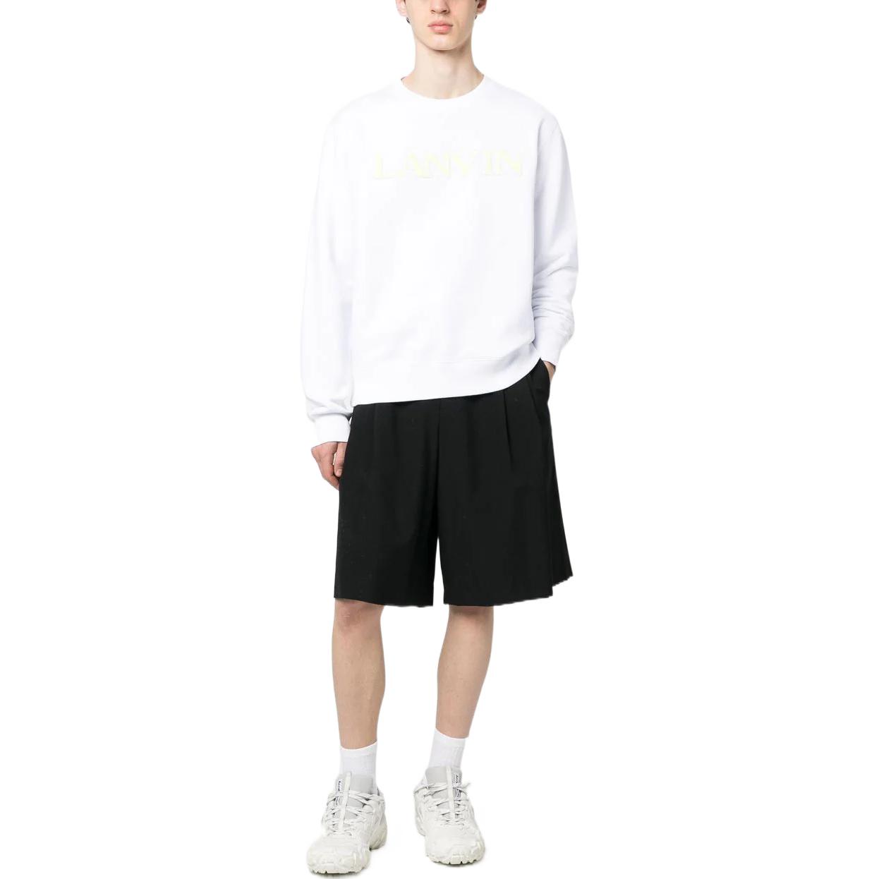 Lookbook Lanvin SS23 Embroidered Logo Crewneck Long Sleeve Sweatshirt White RM-SS0001-J209-P2301