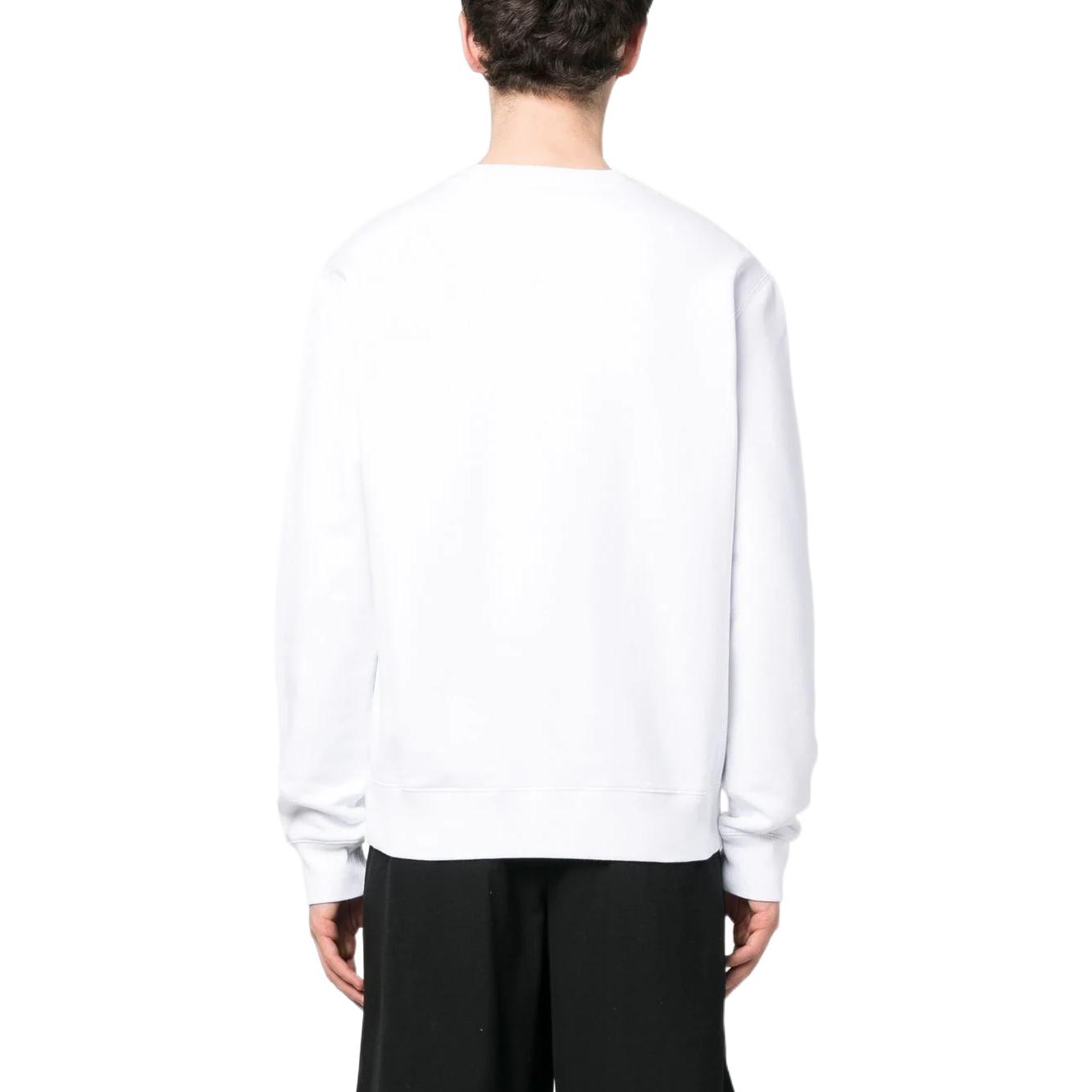 Shop Lanvin SS23 Embroidered Logo Crewneck Long Sleeve Sweatshirt White RM-SS0001-J209-P2301