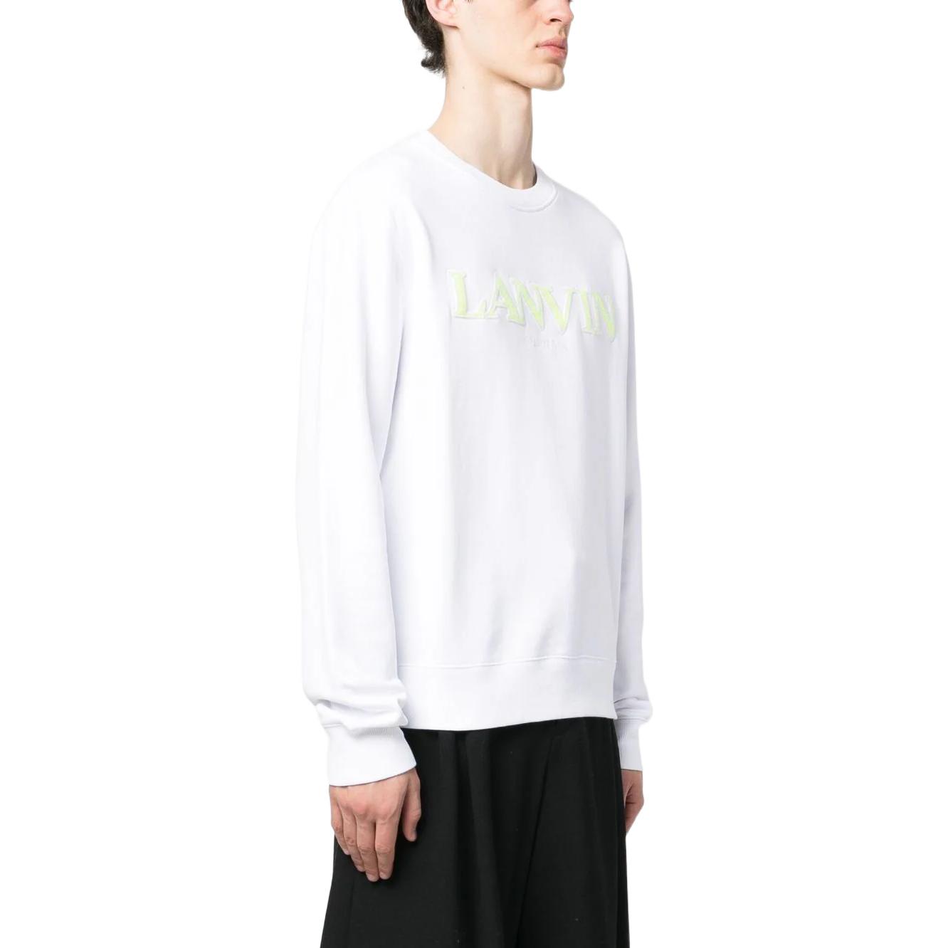 Purchase Lanvin SS23 Embroidered Logo Crewneck Long Sleeve Sweatshirt White RM-SS0001-J209-P2301