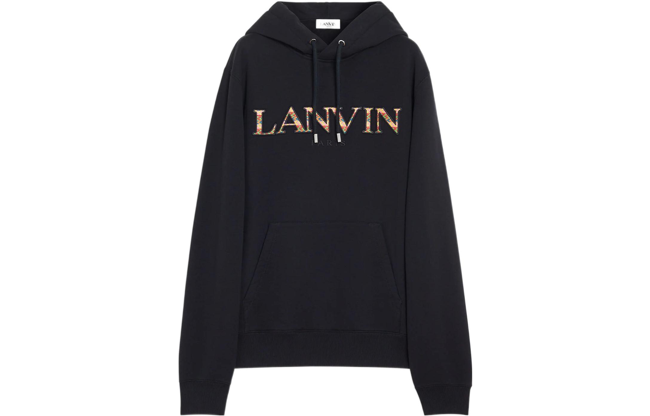 Lanvin SS23 Letter Print Hoodie Black Long Sleeve RM-HO0001-J199-P23109
