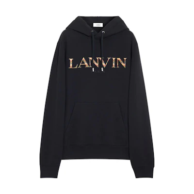 Lanvin SS23 Letter Print Hoodie Black Long Sleeve RM-HO0001-J199-P23109
