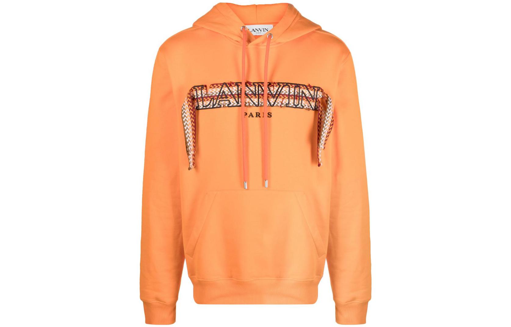 Lanvin SS23 Logo Embroidered Casual Hoodie Orange Men’s RM-HO0010-J199-E2395
