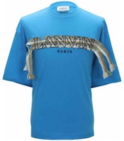 Lanvin SS23 Logo Embroidered Woven Crewneck Short Sleeve T-Shirt Blue - RM-TS0009-J198-P22222 Lanvin SS23 Logo Embroidered Woven Crewneck Short Sleeve T-Shirt Blue - RM-TS0009-J198-P22222