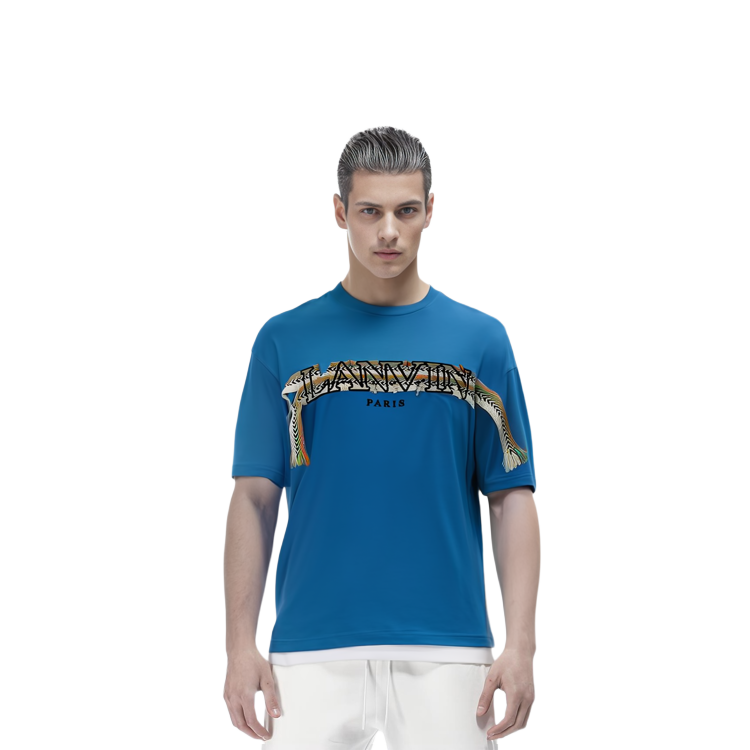 Shop Lanvin SS23 Logo T-Shirt Lengan Pendek Biru. RM-TS0009-J198-P22222