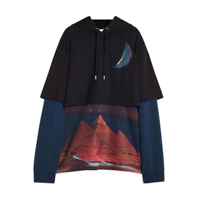Lanvin SS23 Moon Landscape Print Double-Layer Hoodie Black RM-HO0005-J040-H2210