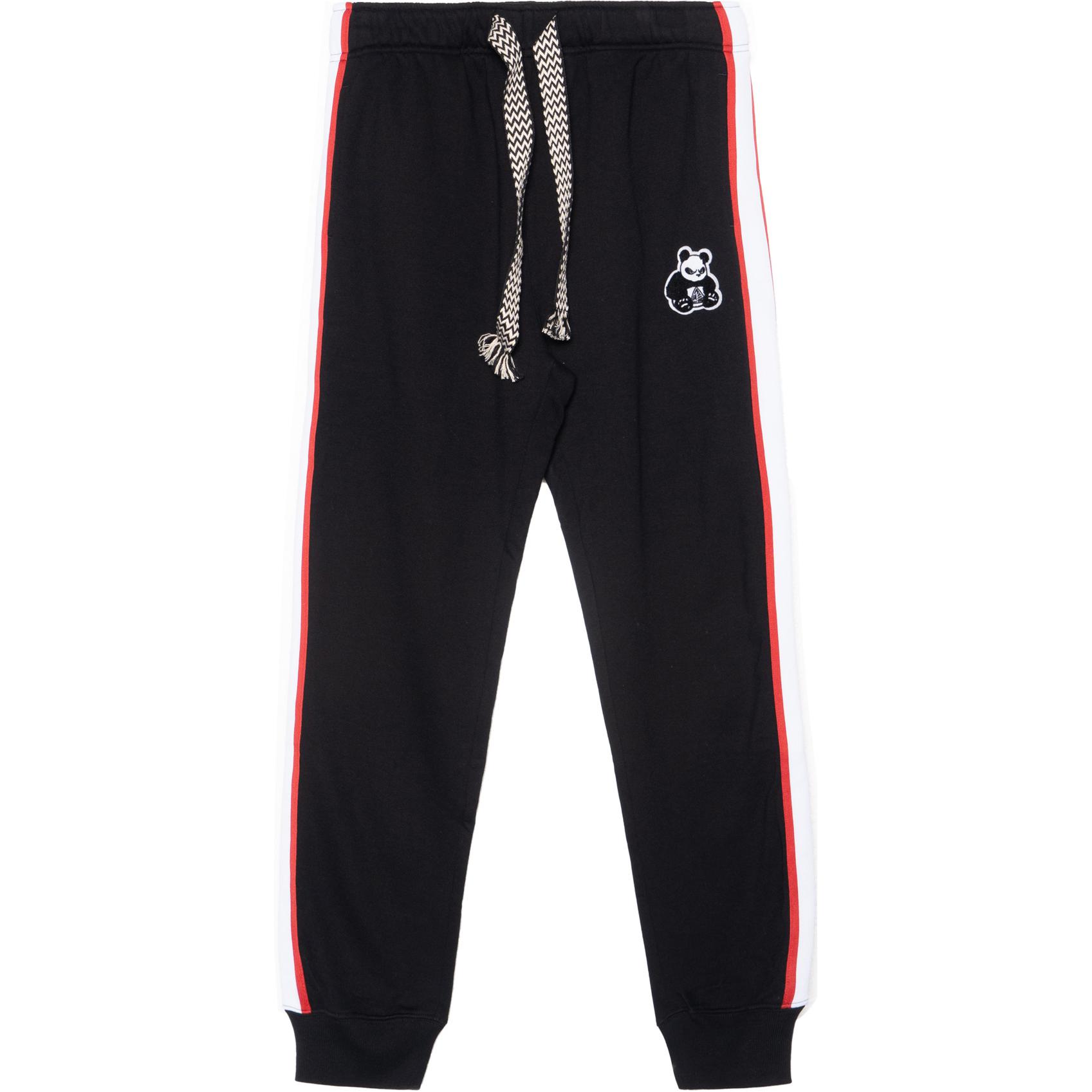 Lanvin SS23 Panda Appliqué Striped Drawstring Jogger Pants Men Black. RM-TR0141-J212-H2110