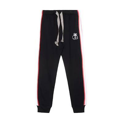 Lanvin SS23 Panda Appliqué Striped Drawstring Jogger Pants Men Black. RM-TR0141-J212-H2110