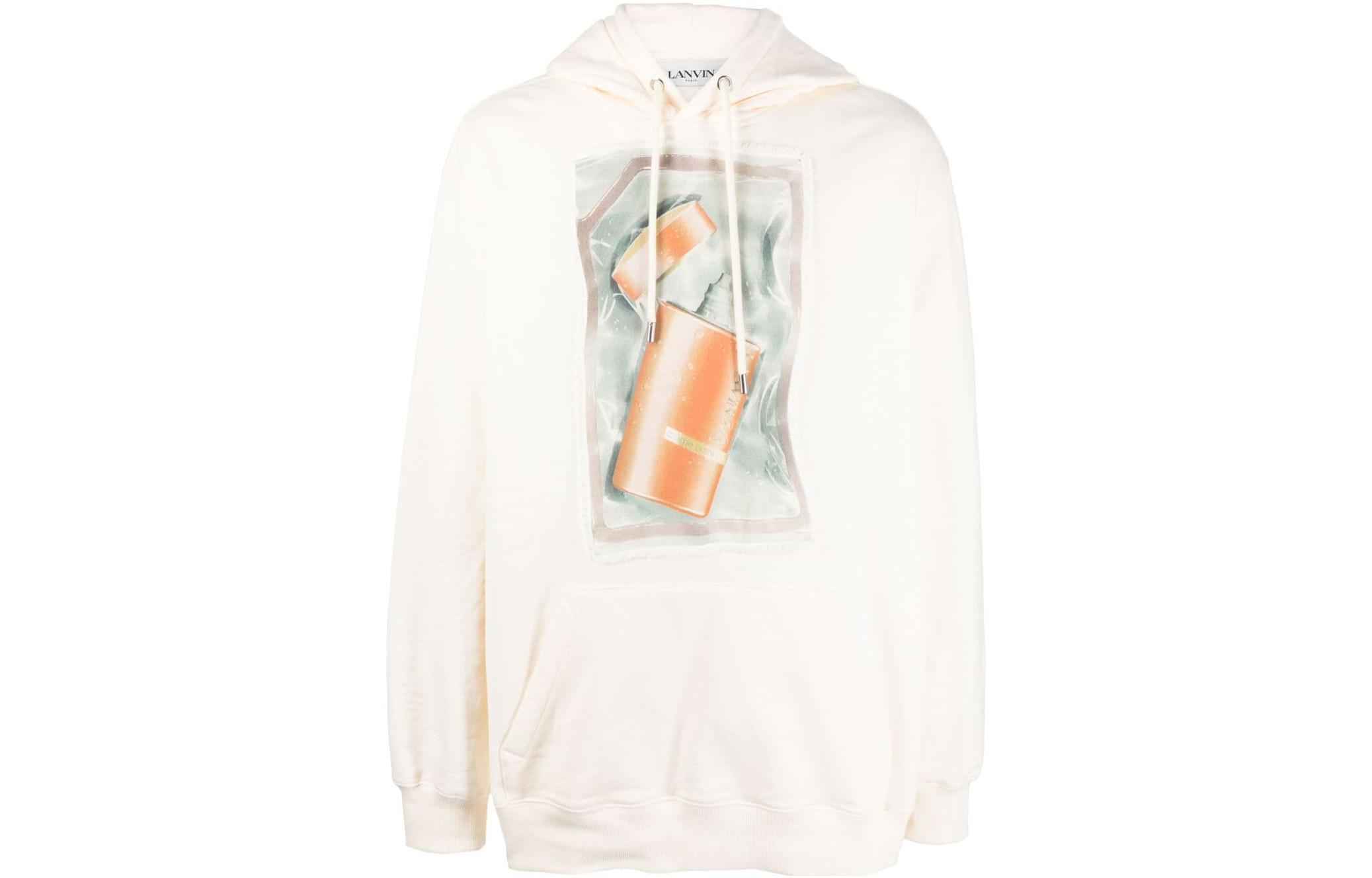 Lanvin SS23 Pattern Print Drawstring Hoodie White Menswear RM-HO0009-J206-E23