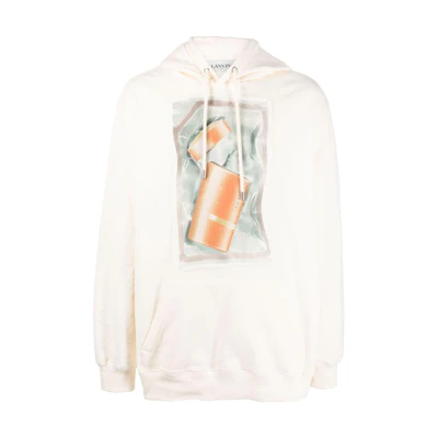 Lanvin SS23 Pattern Print Drawstring Hoodie White Menswear RM-HO0009-J206-E23