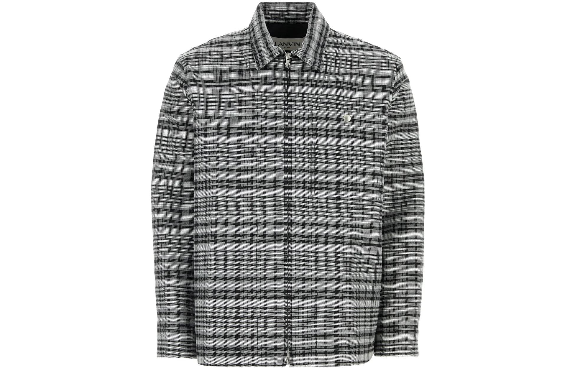 Lanvin SS23 Plaid Zip-Up Shirt Jacket - Grey RM-SI0104-5598-P23114
