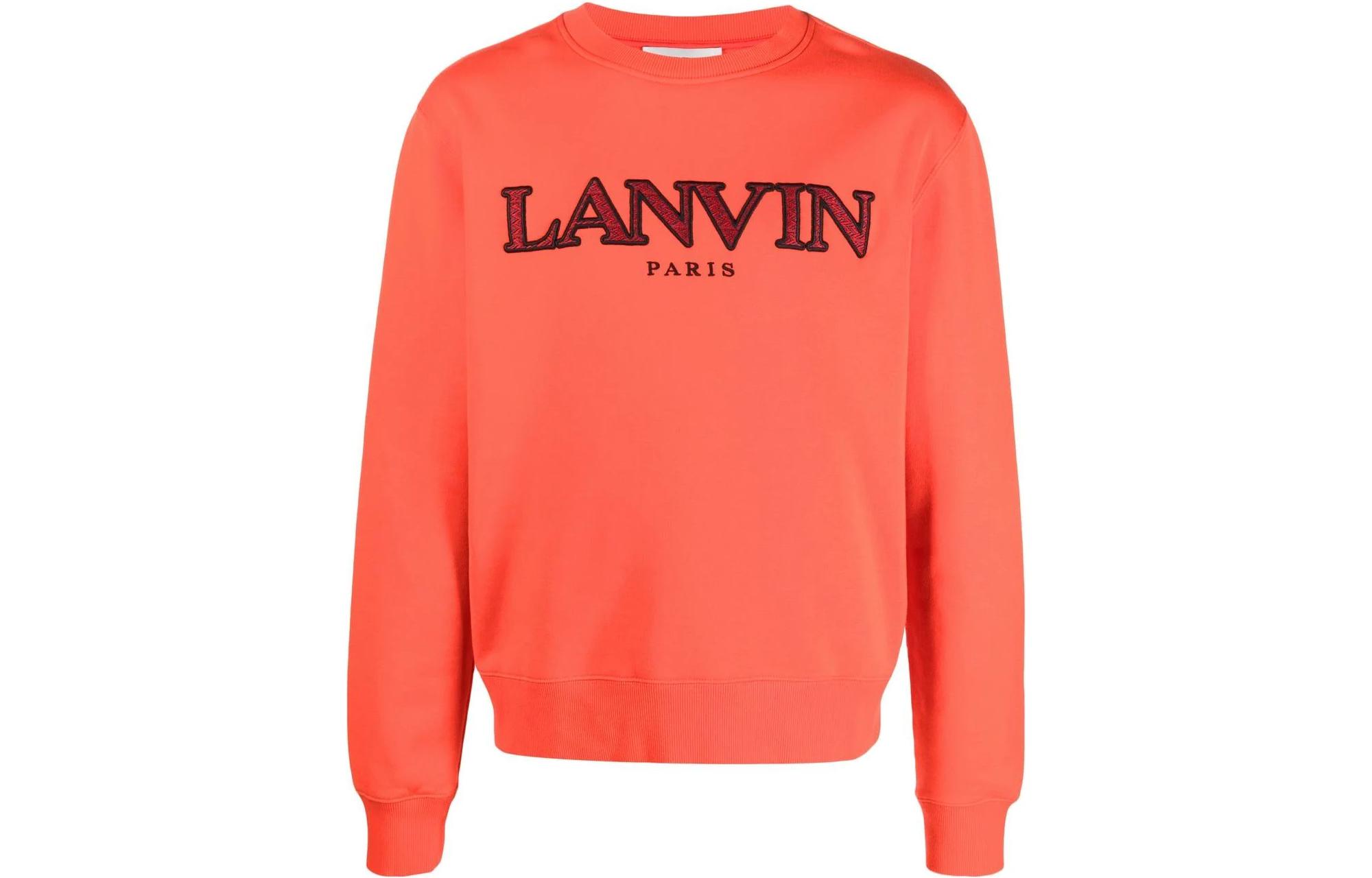 Lanvin SS23 Poppy Red Embroidered Logo Crewneck Long Sleeve Sweatshirt Men RM-SS0001-J209-P2337