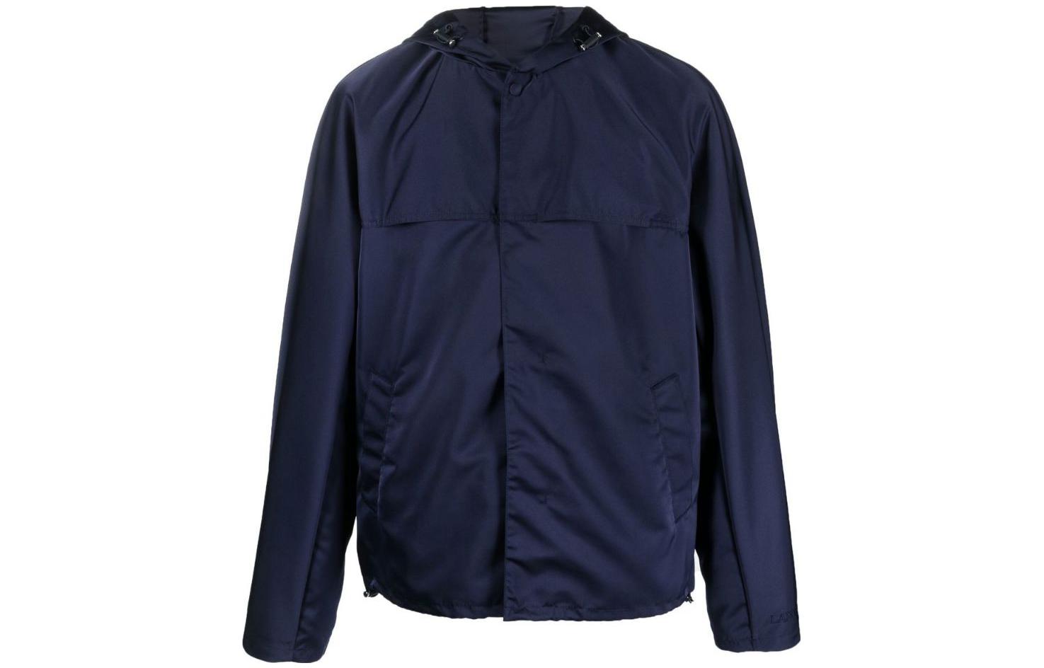 Lanvin SS23 Solid Button Hooded Jacket Navy Blue - RM-JA0008-5496-H22241