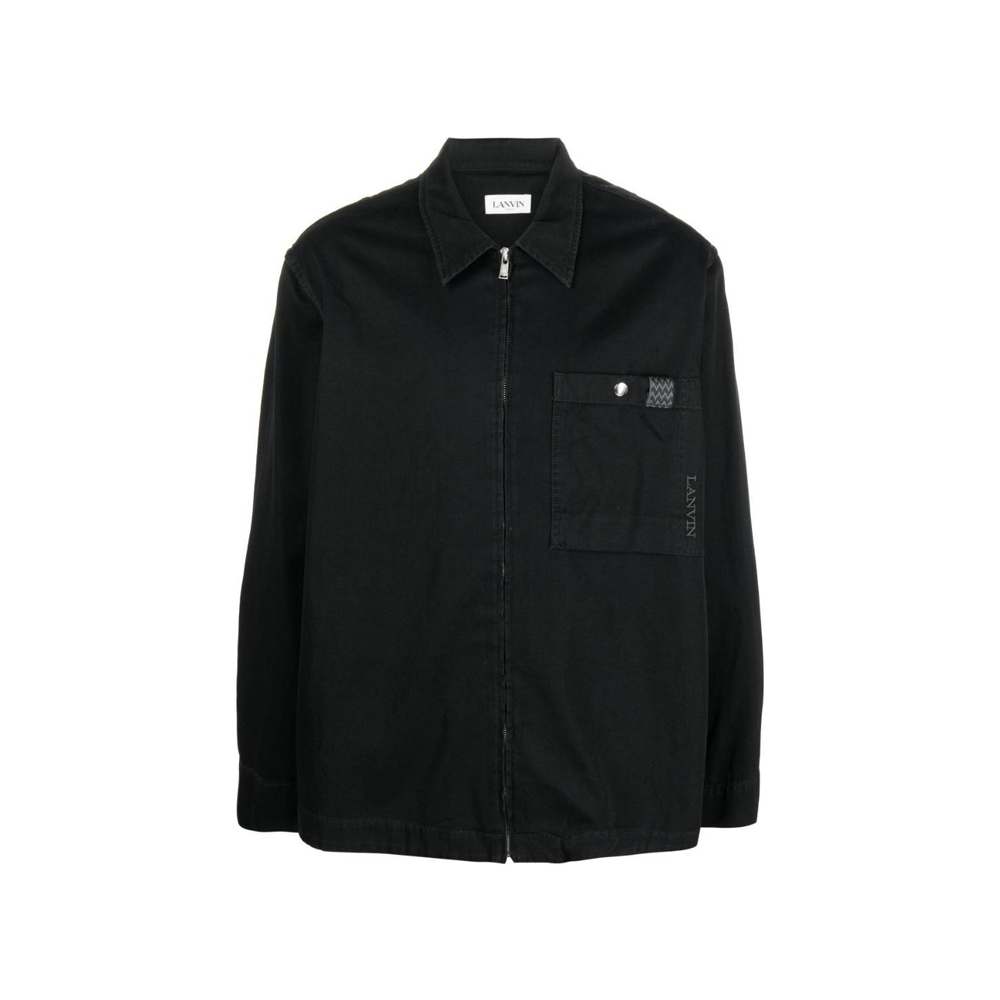 Lanvin SS23 Solid Color Zip Jacket Shirt Black RM-SI0004-D056-P2310