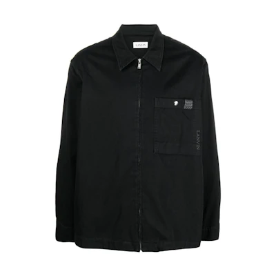 Lanvin SS23 Solid Color Zip Jacket Shirt Black RM-SI0004-D056-P2310