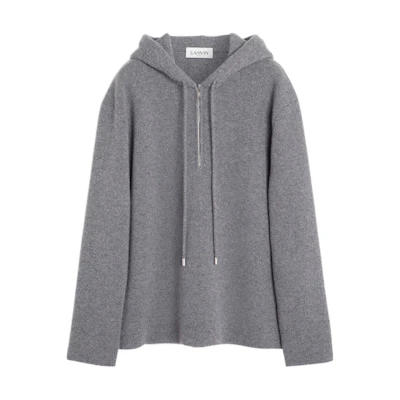 Lanvin SS23 Solid Half-Zip Hoodie Deep Gray RM-HO0114-K003-P231242