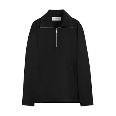 Lanvin SS23 Solid Half-Zip Pullover Sweatshirt Black rm-ho0013-5583-p2310