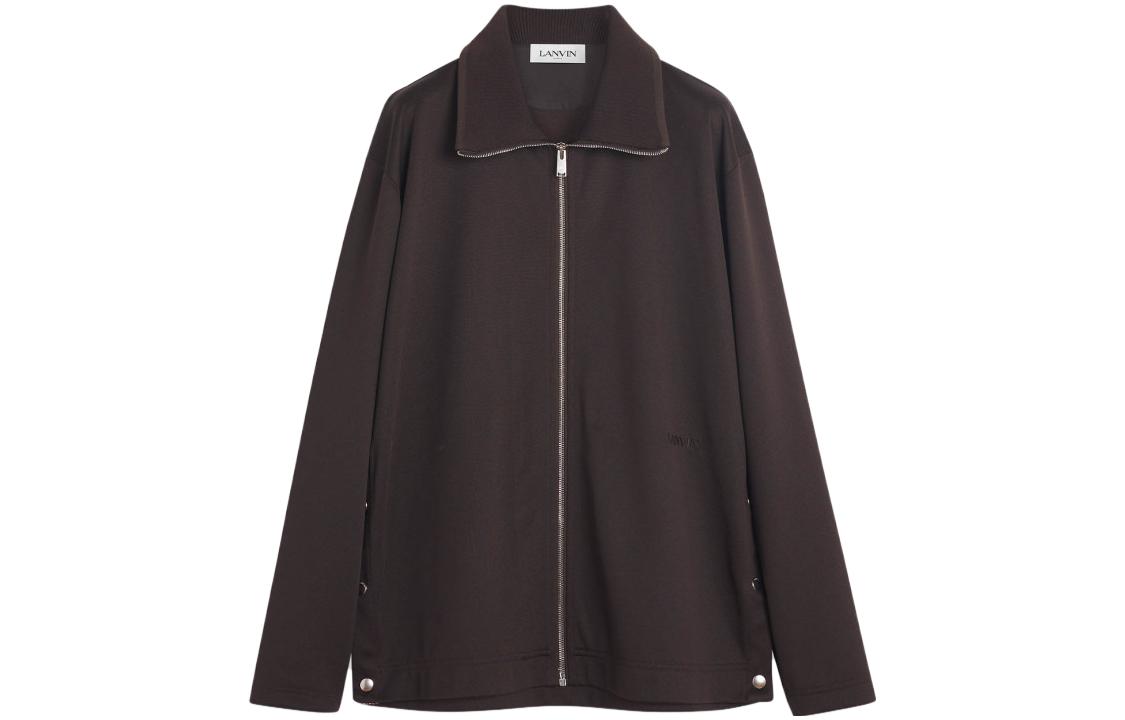 Lanvin SS23 Solid Logo Embroidered Long Sleeve Jacket Ebony Outerwear RM-HO0020-5583-E23101