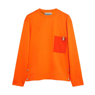 Lanvin SS23 Solid Logo Patch Crewneck Sweatshirt Orange Men’s RM-SS0014-5583-E23