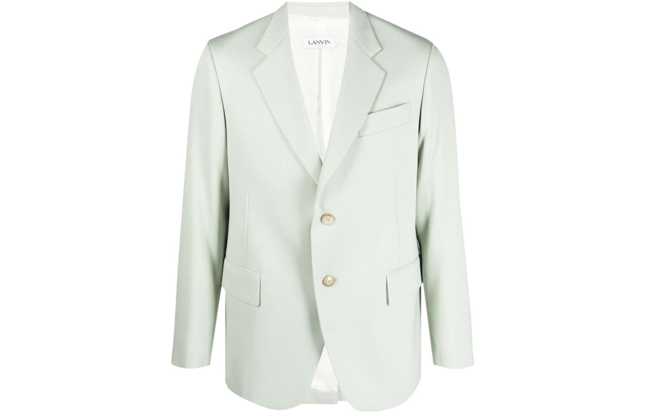 Lanvin SS23 Solid Single-Breasted Casual Blazer Green Menswear. RM-JA0017-4885-P23