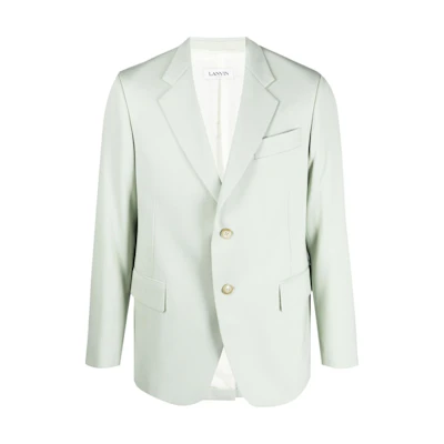 Lanvin SS23 Solid Single-Breasted Casual Blazer Green Menswear. RM-JA0017-4885-P23