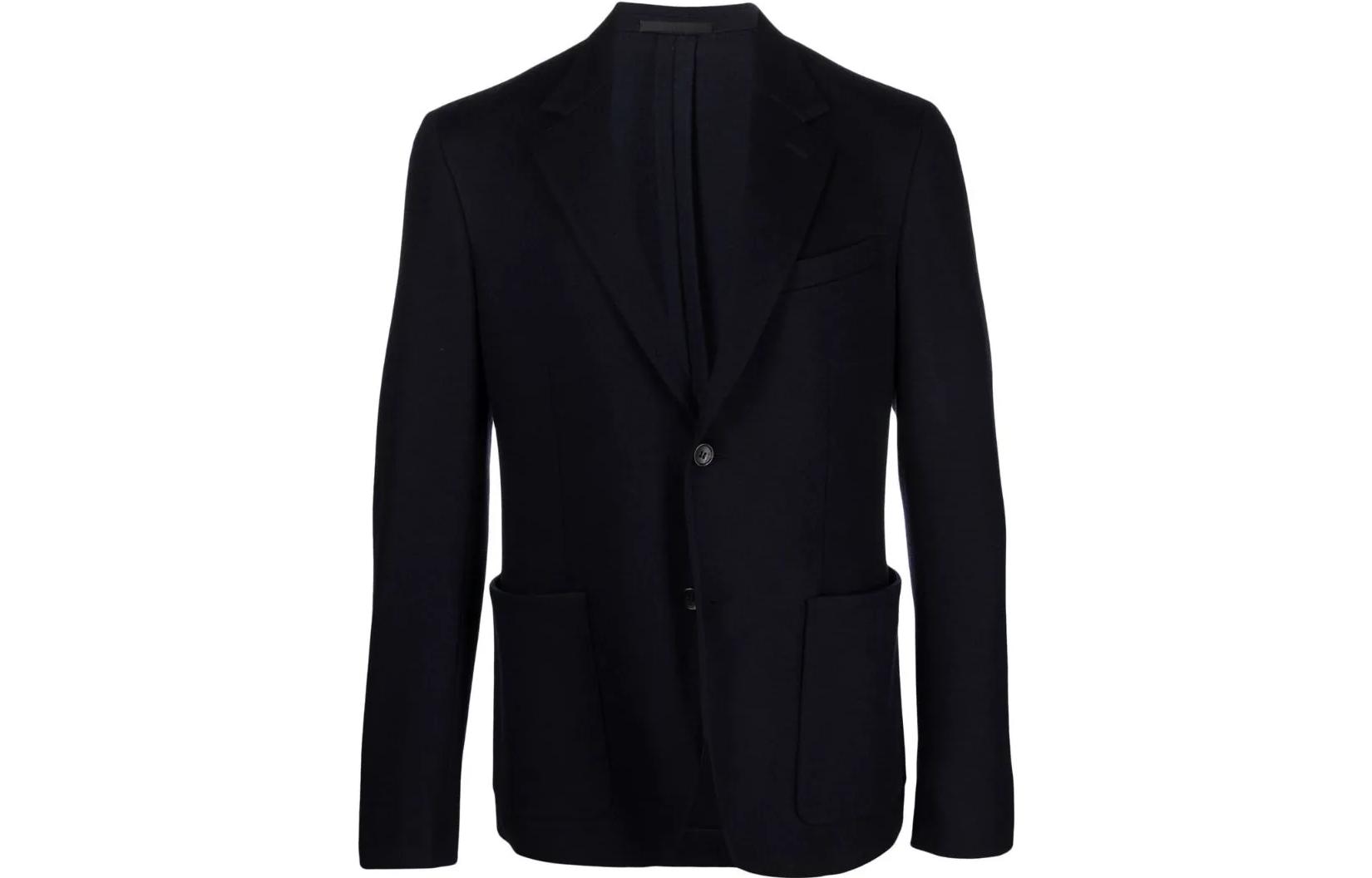 Lanvin SS23 Solid Single-Breasted V-Neck Blazer Jacket Black RMJA0112N051A2129