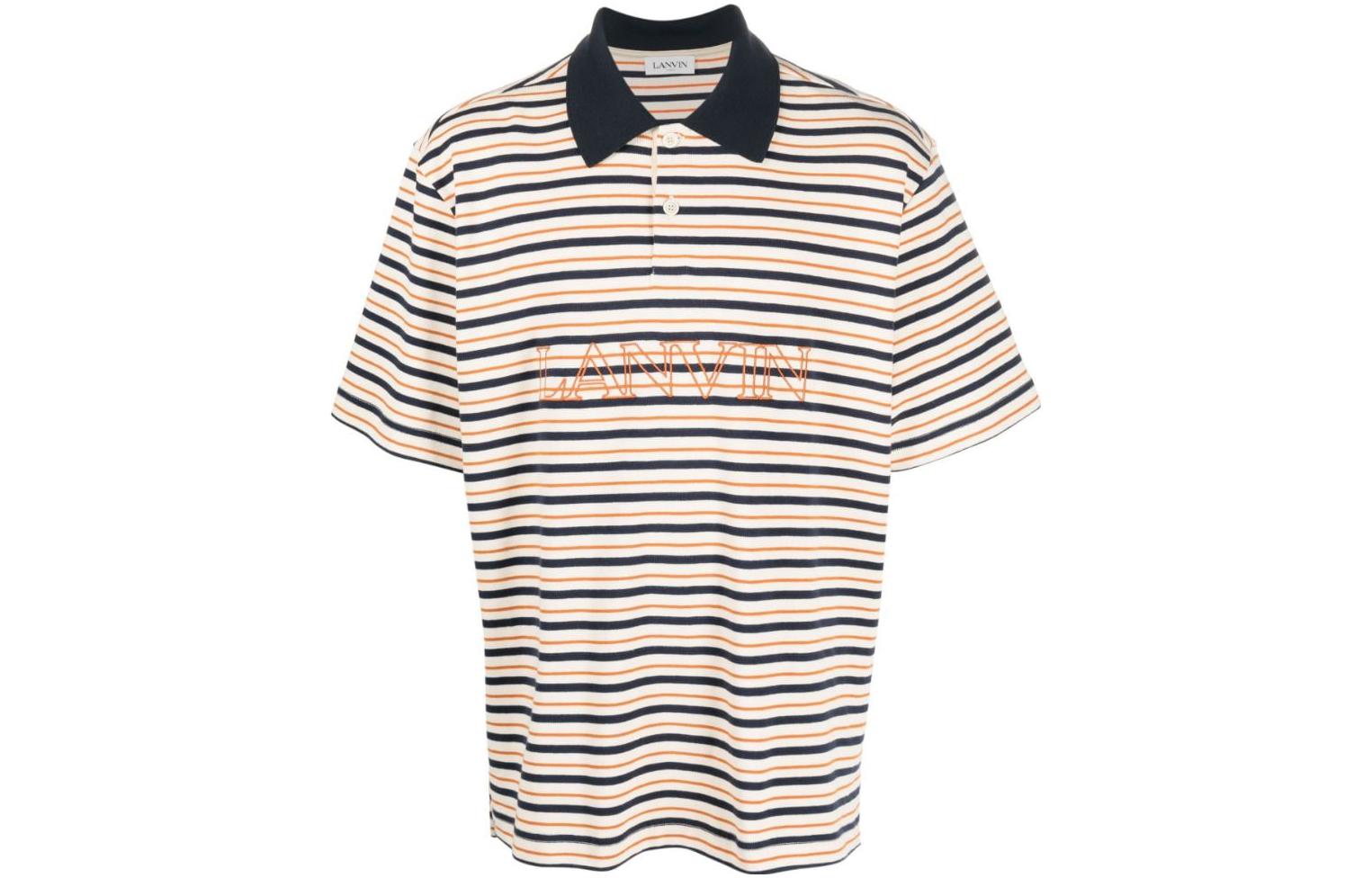 Buy Lanvin SS23 Striped Logo Embroidered Short Sleeve Polo Shirt Men Multicolor RM-PL0010-J005-E2302SI