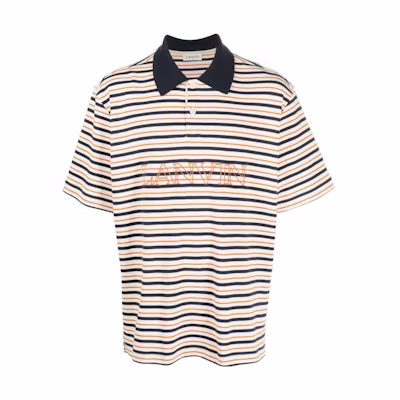 Lanvin SS23 Striped Logo Embroidered Short Sleeve Polo Shirt Men Multicolor RM-PL0010-J005-E2302SI